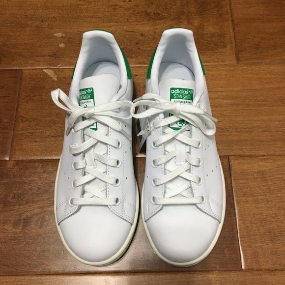Adidas NWB Youth 3.5 US Stan Smith Sneaker White Green Heel Counter Lace Up - Picture 4 of 14